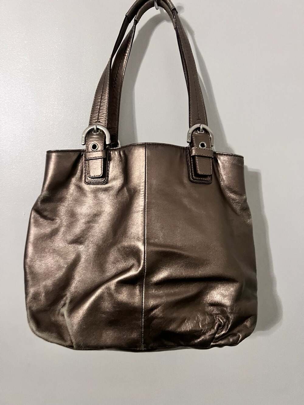 Coach Metallic Bronze Leather Shoulder Bag